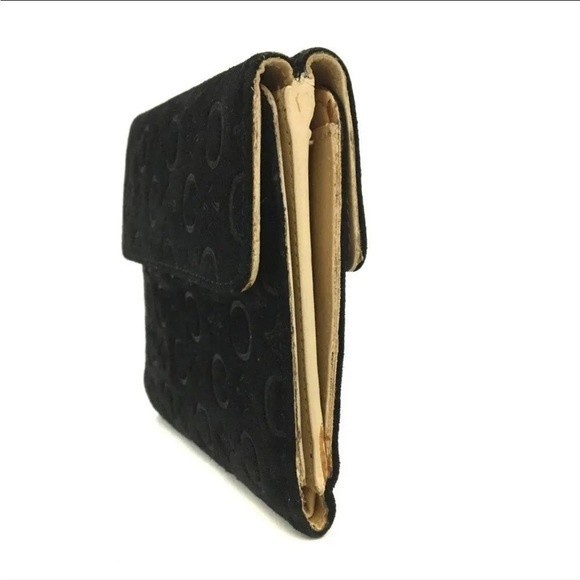 1J1747. CELINE C Macadam Suede Leather Bifold Wallet / - Picture 3 of 8